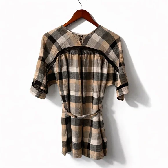 Maeve Anthropologie Plaid Tie Waist Dress Small Cottagecore - Picture 4 of 4